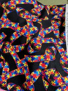 MISCELLANEOUS_Autism Puzzle in Ribbon on Black (MEDICAL)