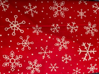 UNCUT_Red with White Snowflakes