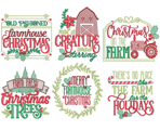 EMBROIDERY DESIGN_ Christmas Farm style Word Art