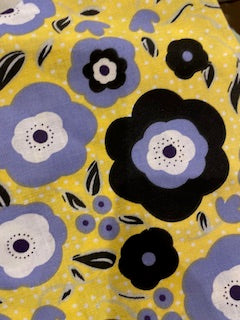 FLORAL_Navy and Blue on Yellow_____ CLEARANCE