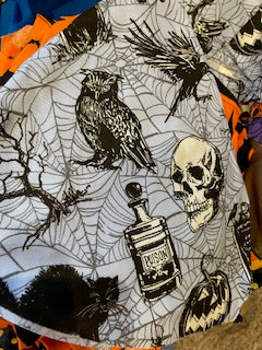 HALLOWEEN_Witchery potions. skulls, crows scrub hats